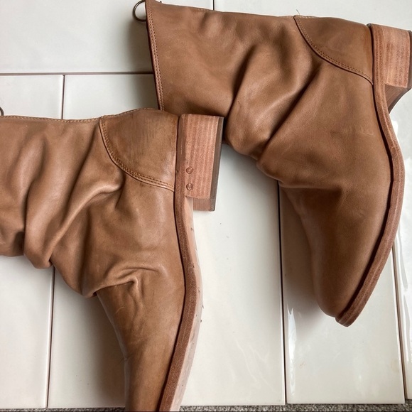 Beek Ostrich Slouch Saddle Boots Sz 8.5 Caramel - Picture 4 of 8